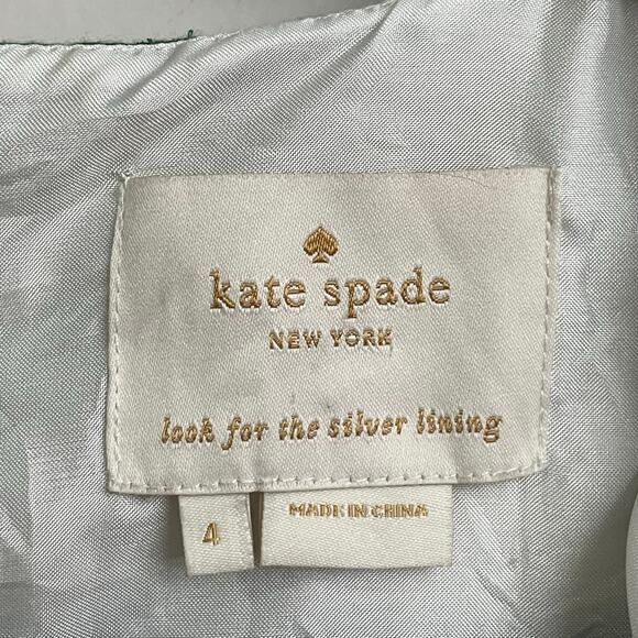 Kate Spade 4 sleeveless knee-length dress green white floral workwear Corpcore - Picture 4 of 8